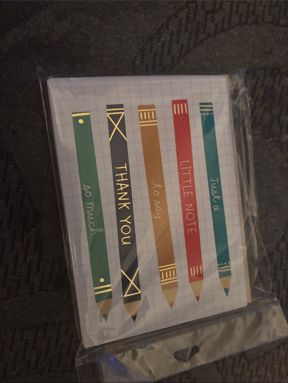 Hallmark Thank You Cards - Green, Black, Brown, Red, Teal Pencil Stripes